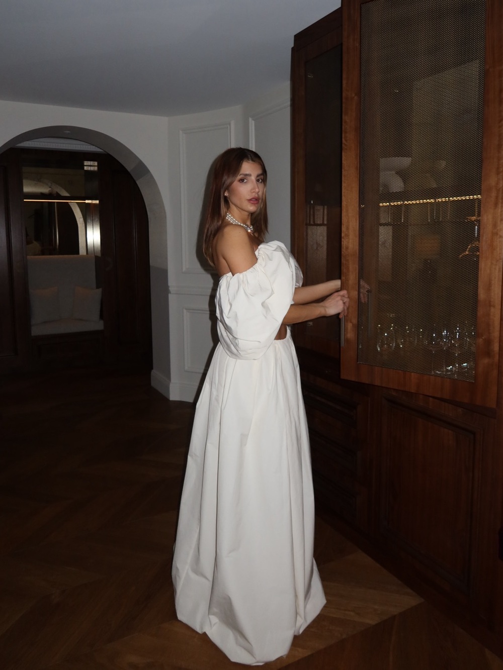 H&M STUDIO Cream Full-Length Women's Skirt and matching cropped tube top - Picture 4 of 15